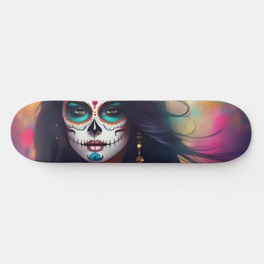 Mooie Sugar Skull Vrouw Schaats Deck Skateboard (Horizontaal)