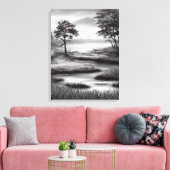 Mooie Summer Marsh Sketch Canvas Afdruk (Insitu (Woonkamer))