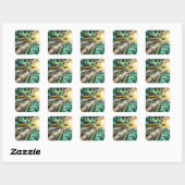 Mooie Sunset Beach House thema Vierkante Sticker (Vel)