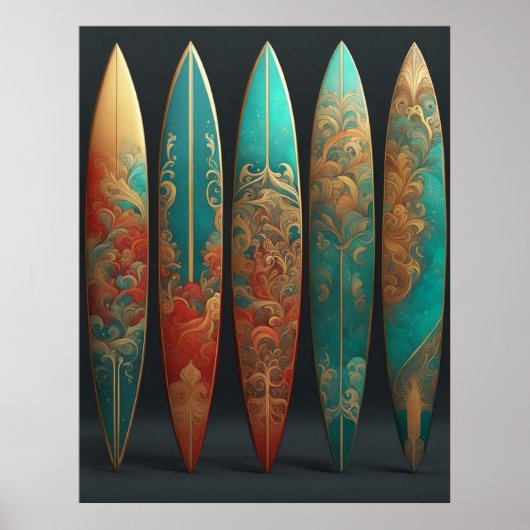 Mooie Surfboards zomergolven surfen Strand Poster (Voorkant)