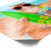 Mooie surferkat op het strand foto afdruk (Hoek)