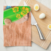 Mooie surferkat op het strand theedoek (Quarter Fold)