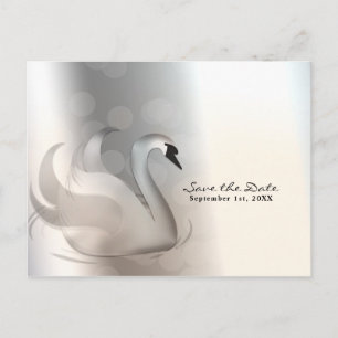 Mooie Swan Silver Elegant Chic Save the Date Aankondigingskaart
