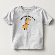 Mooie T-shirt met naam van kind en dinosaurus voor