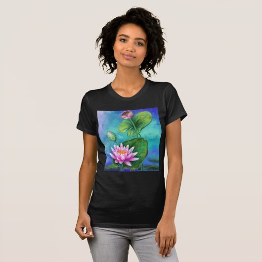 Mooie T-Shirt Pink Water Lily (Voorkant volledig)