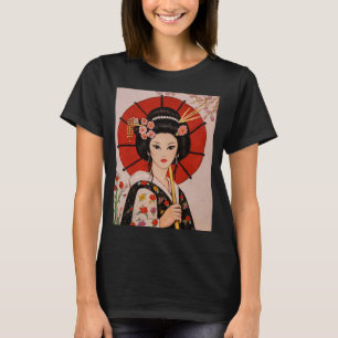 Mooie T-shirt versierd met mooie Geisha Girl