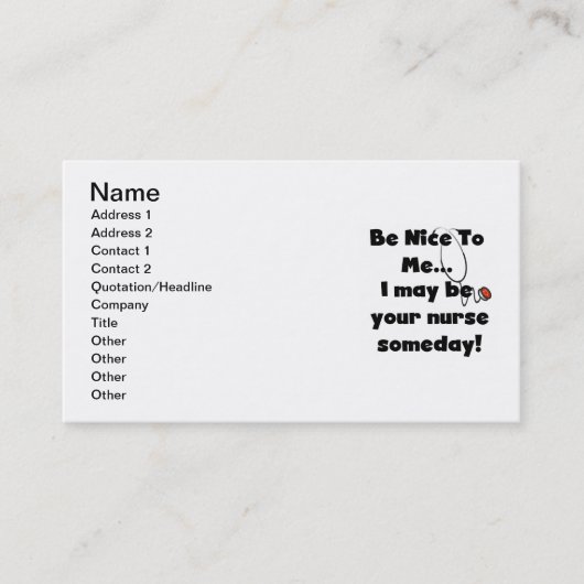 Mooie T-shirts voor verpleegsters en cadeautjes Visitekaartje (Voorkant)