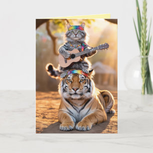 Mooie tabby en tijger wenskaart feestdagen kaart