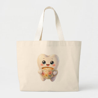 Mooie tandheelkundige koffieliefhebber Kawaii kara Grote Tote Bag
