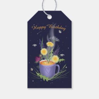 Mooie Tea Cup Summer Flowers Cadeaulabel