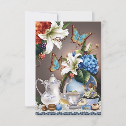 Mooie Tea Party Verjaardagsfeestuitnodigingen Kaart (Achterkant)