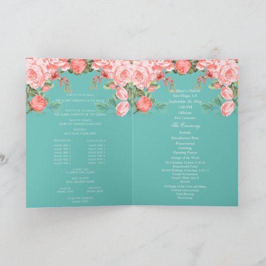 Mooie Teal en Koraal Bloem Ontwerp - Programma (Binnen)