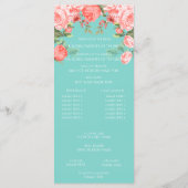 Mooie Teal en Koraal Bloemendesign - Programma (Achterkant)