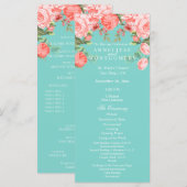 Mooie Teal en Koraal Bloemendesign - Programma (Voorkant / Achterkant)