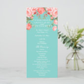Mooie Teal en Koraal Bloemendesign - Programma (Staand voorkant)