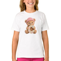 Mooie teddybeer eerste C bloemenmeisjes T-shirt