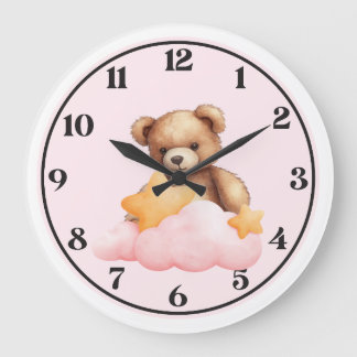 🐻Mooie teddybeer wandklok voor kinderkamer 🕒 Grote Klok