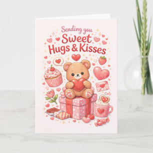 Mooie Teddybeer Zoete Knuffels & Kusjes Wenskaart Kaart