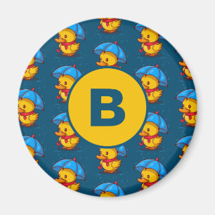 Mooie tekenfilm-eenden onder paraplu Monogram Magneet