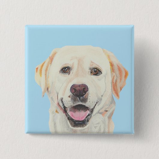 Mooie Tekening Gele Lab Button (Voorkant)