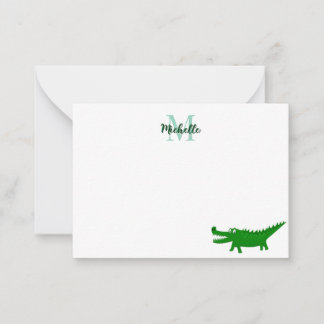 Mooie tekening van een alligator met bewerkbaar mo notitiekaartje
