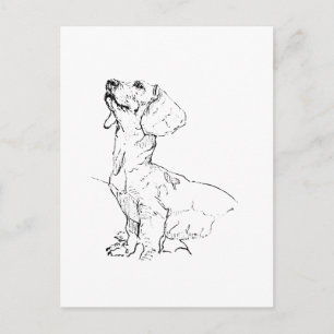 Mooie tekening van een teckel, hondenbezitter briefkaart