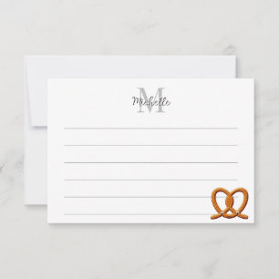 Mooie Tekening van Pretzel met Lijnen en Persoonli Notitiekaartje