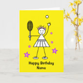 Mooie tennisspeler meisje gele verjaardagskaart kaart (Gele Bloem)
