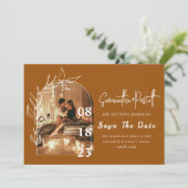 Mooie Terracotta Arch sparen de Datum Uitnodiging (Staand voorkant)