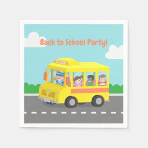 Mooie terug naar school gele bus kinderfeestje ben servet