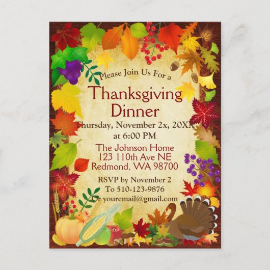 Mooie Thanksgiving-oogst Briefkaart (Voorkant)