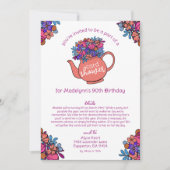 Mooie Theepot 90ste Verjaardagskaart Shower per Po Kaart (Voorkant)