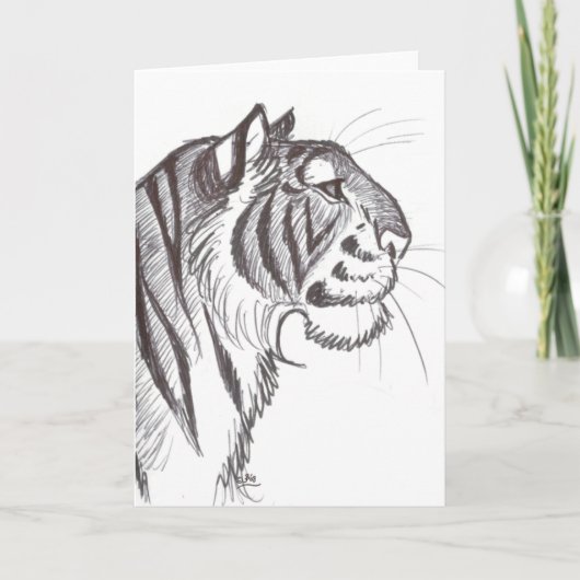 Mooie Tiger tekening wenskaart Kaart (Voorkant)