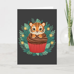 Mooie Tijger Cupcake Baby Aardige Jungle Dier Kaart