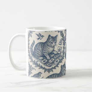 Mooie Toile de Jouy Kat en Mahjong Koffiemok