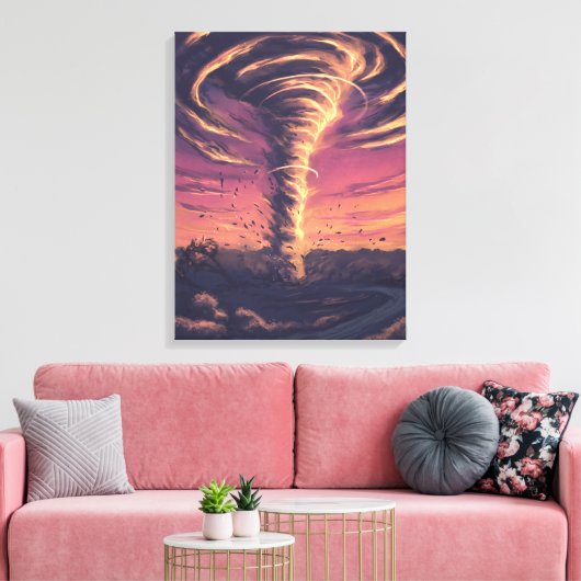 Mooie tornado bij zonsondergang canvas afdruk (Insitu (Woonkamer))