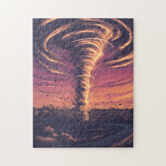 Mooie tornado bij zonsondergang legpuzzel (Verticaal)