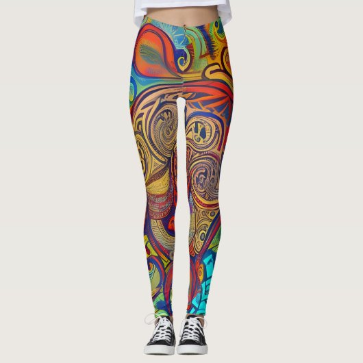 Mooie Traditionele Abstracte Kunst Leggings (Voorkant)