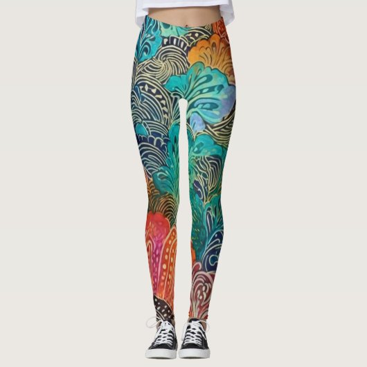 Mooie Traditionele Abstracte Kunst Leggings (Voorkant)
