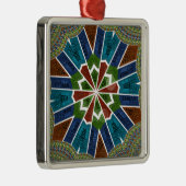 Mooie trendy Aziatische Textiel Design Art Print Metalen Ornament (Rechts)