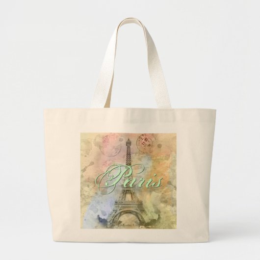 Mooie trendy girly Eiffeltoren Frankrijk Grote Tote Bag (Voorkant)