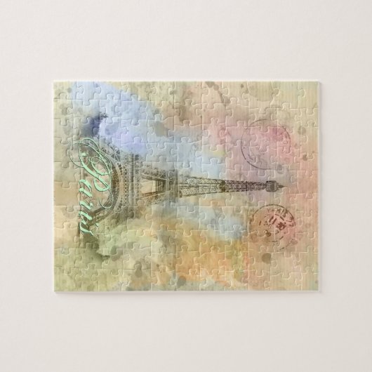 Mooie trendy girly  Eiffeltoren Frankrijk Legpuzzel (Horizontaal)