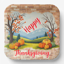 Mooie trendy Happy Thanksgiving Herfst Papieren Bordje