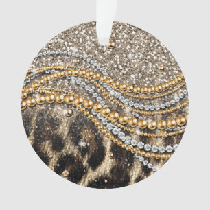 Mooie trendy luipaard faux dierlijke druk ornament