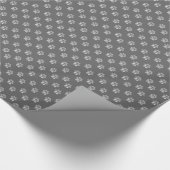 Mooie trendy paw-patroon op donkergrijs cadeaupapier (Hoek)