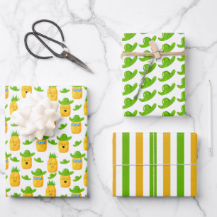 Mooie tropische ananas inpakpapier Set van 3 Vel
