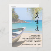 Mooie Tropische Beach Weddenschap bewaar de datum Uitnodiging Briefkaart (Voorkant / Achterkant)