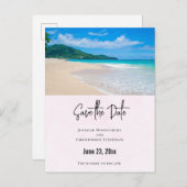 Mooie Tropische Bestemming Strand Bewaar de Datum Uitnodiging Briefkaart (Voorkant / Achterkant)