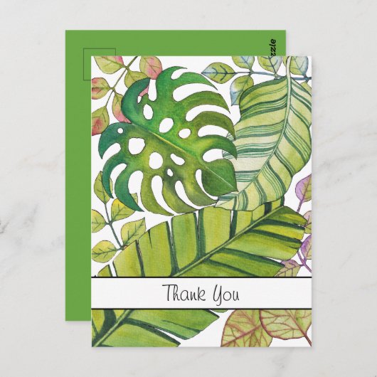 Mooie tropische bladeren in waterverf. briefkaart (Voorkant / Achterkant)