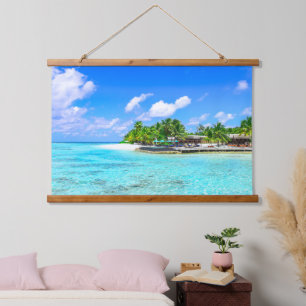 Mooie Tropische Eiland Strand Hangende Wandtapijt Hangend Wandkleed